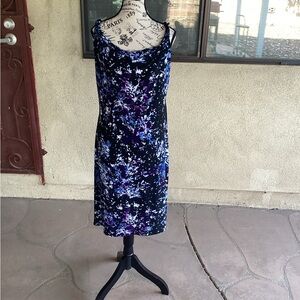 Blue and Purple Sheath Midi Dress with Spaghetti Straps